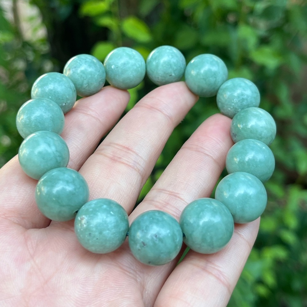 14mm stretchable blue Xiuyan jade bracelet‎